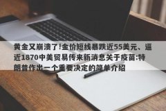 黄金又崩溃了!金价短线暴跌近55美元、逼近1870中美贸易传来新消息关于疫苗:特朗普作出一个重要决定的简单介绍