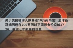 关于美国确诊人数暴涨10万闹乌龙！全球新冠病例仍在200万例以下国际金价突破1720、创逾七年新高的信息